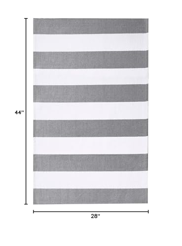 IOHOUZE Grey White Striped Rug -27.5" X 43" Front Door Mats Outdoor,Washable Rug for Front Porch Decor,Spring Summer Welcome Mats Outdoor Indoor, Doormat for Farmhouse/Entryway/Home Entrance - color: Grey White Stripe, size: 2'4" x 3'8" (Rectangular)