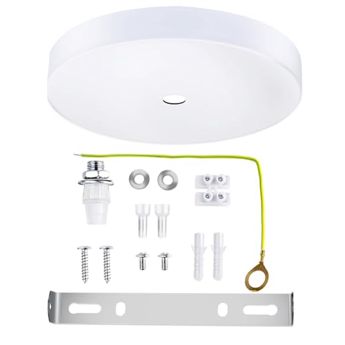Arturesthome 7" White Ceiling Plate Light Kit Rewind Single Hole with Hardware,Ceiling Canopy for Pendant Lighting or Chandelier,Universel Canopies/Screw Fixing on Both Sides - color: White, size: 7.08 Inch