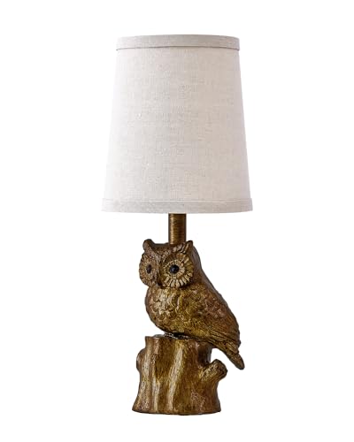 G-SAFAVA 14.25" Small Table Lamp for Living Room Farmhouse Bedside Resin Single Lamp with Gold Owl Lamp Shape for Bedroom Retro Rustic Nightstand Lamp - color: ‏‏‎ ‎Gold