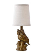 G-SAFAVA 14.25" Small Table Lamp for Living Room Farmhouse Bedside Resin Single Lamp with Gold Owl Lamp Shape for Bedroom Retro Rustic Nightstand Lamp - color: ‏‏‎ ‎Gold