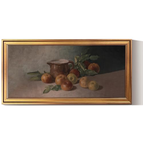 HUARCEY Gold Framed Vintage Wall Art for Living Room Harvest Apples Still Life Oil Painting Large Cottagecore Room Decor Picture Canvas Print Farmhouse Fruit Wall Decor Bedroom Kitchen Bathroom 20x40 - color: Apple, size: 40"L x 20"W