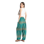 Tranquil Threads Women's Harem Pants with Pockets and Drawstring, Hippie Boho Yoga Clothes - color: Teal Reverie, size: Large