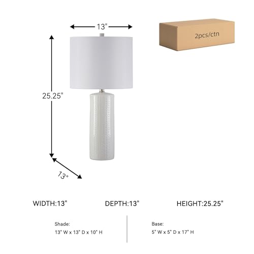 Signature Design by Ashley Steuben Textured Ceramic Table Lamp, 2 Count Lamps, 25", Solid White - color: White