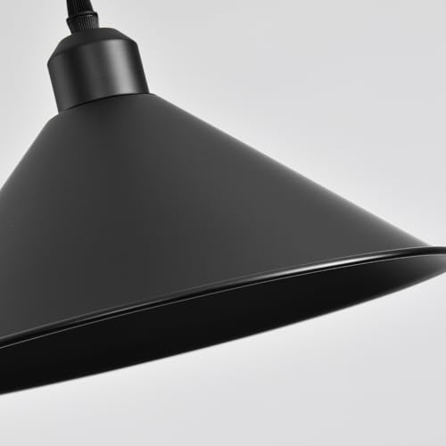 11.8IN Plug in Pendant Light, 2 Pack Industrial Hanging Lamp Black Vintage Pendant Lighting Fixtures with 15ft Cord On/Off Switch for Kitchen Island Dinning Hall, Bedroom - color: Black Plug in Pendant Light 11.8IN