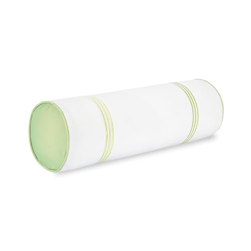 Hofdeco Premium Grandmillennial Coastal Hampton Patio Indoor Outdoor Bolster Pillow Cover Only, 6"x20" Water Repellent for Backyard, Couch, Poolside, Grass Green Embroidered Stripes - color: Grass Green Stripes 6"x20"