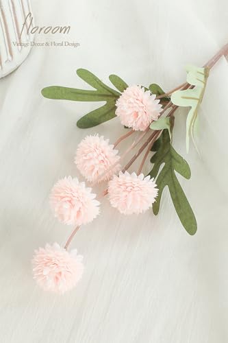 Floroom 5pcs Blush Faux Silk Mums Artificial Flowers, Bulk Fake Small Mini Chrysanthemums with Stems for DIY Pink Wedding Centerpieces Floral Arrangements Vase Fillers Home Decorations - color: Blush, size: 5pcs