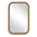 Pemberly Row Farmhouse Accent Wall Mirror, Rectangular Rattan-Style Frame, Dark Brown Finish, Rounded Corners, Durable Construction, Coastal or Farmhouse Decor for Living Room or Bedroom