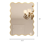 Kelly Miller 30x40 Inch Gold Scalloped Mirror, Large Rectangular Wavy Edge Bathroom Vanity Wall Mirror Decorative for Bedroom Living Room Entryway Fireplace Mantle - size: 40"L x 29.2"W