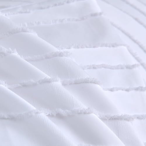 Body Pillow Shams 1 Pack, Body Size Pillowcases, Soft Microfiber Geometric Striped Boho Pillow Covers with Envelope Closure, White, 20x54 Inches (No Insert) - color: White-stripe, size: Body(20*54)