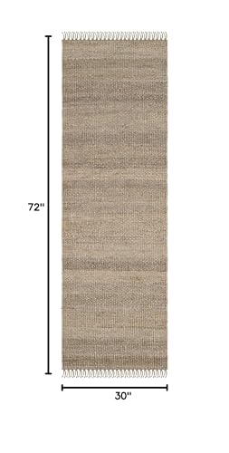 SAFAVIEH Natural Fiber Collection Runner Rug - 2'6" x 6', Grey, Handmade Boho Fringe Woven Jute, Ideal for High Traffic Areas in Living Room, Bedroom (NF368C) - color: Grey, size: 2'6" x 6' (Runner)