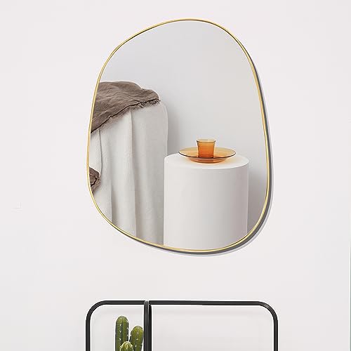 ELEHUME Asymmetrical Mirror for Wall Decor 21"*27", Modern Gold Framed Wall Mirror for Living Room Bathroom Bedroom Entryway ELE-STOU-0065Gold - color: Gold, size: 27"L x 21"W