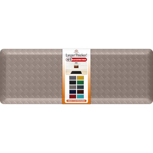 4/5 Inch Extra Thick Kitchen Mats for Floor,Non Slip Anti Fatigue Kitchen Rugs,Waterproof Stain Resistant Sink Mat,Cushioned Standing and Comfort Mats for Office (17"x47" Khaki) - color: Khaki, size: 47"L x 17"W x 0.8"Th