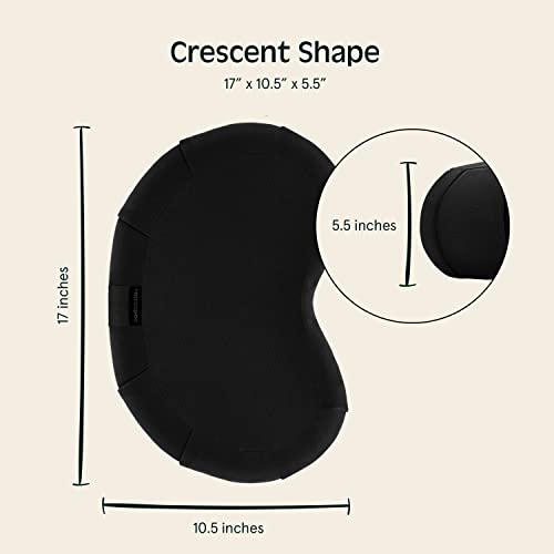 Retrospec Sedona Zafu Meditation Cushion Filled w/Buckwheat Hulls - Yoga Pillow for Meditation Practices - Machine Washable 100% Cotton Cover & Durable Carry Handle, Crescent, Black (Pack of 4) - color: Black, size: 1 Count (Pack of 4)