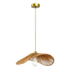 Rattan Pendant Light,16"(40cm) Boho Kitchen Island Light Fixtures, Wicker Small Chandelier,Brown Woven Coastal Hanging Lights for Bedroom/Living Room Hallway Restaurant Foyer - color: 16”scallop shape