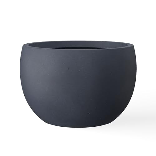 Kante 19.9" Dia Round Concrete Planter, Outdoor/Indoor Large Bowl Plant Pots with Drainage Hole and Rubber Plug for Garden Patio Balcony Home, Charcoal - color: Charcoal, size: 19.9" d