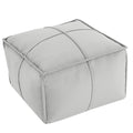 MeMoreCool Stuffed Round Pouf Ottoman Foot Rest, Floor Pouf Foot Stool with Soft Foam Chunk Filling, Small Round Ottoman Footstool Circle Footrest for Living Room - color: Piping Light Grey