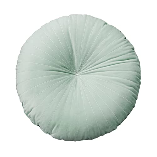 HLOVME Round Pillow Cushion for Couch Velvet Decorative Small Throw Pillow Solid Color for Living Room Bed Floor 15.7”, Mint Green - color: Z02-mint Green