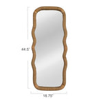 Creative Co-Op Large Wood and Rattan Wavy Mirror, Natural