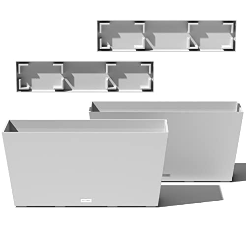 Veradek Midori Long Trough Planter (White, 31 inch - 2 Pack with 2 Saucer Trays) - color: White, size: 31 inch - 2 pack with saucers