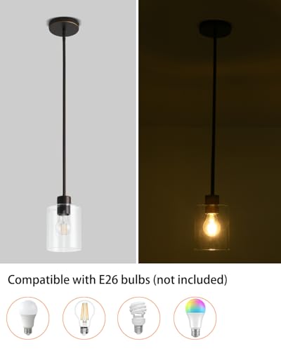 Brown and Gold Pendant Lights Kitchen Island - Clear Glass Pendant Light Fixture Multiple Stems Rods 3 Units 12 Inch 3 Units 4 Inch (1 Pack Brown and Gold Downrod) - color: Brown and Gold 1PK