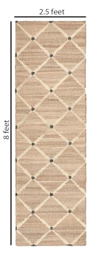 Jute Runner Rug 2.5'x8, Hand Woven Area Rug - Handcrafted Premium Geometric Design, Indoor Natural Fiber Hallway Jute Rug - Rustic Farmhouse Carpet for Kitchen, Entryway, Hallway, Bedroom - Natural - size: 2.5' x 8' (﻿Rectangular)
