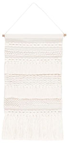 SAFAVIEH Home Collection Sedona Zeta Ivory/Beige Boho Tribal Woven Wool Tassel Fringe Tapestry Hanging Wall Art