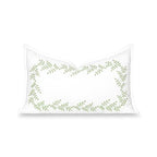 Hofdeco Premium Grandmillennial Patio Indoor Outdoor Lumbar Pillow Cover Only, 12"x20" Water Repellent for Backyard, Couch, Poolside, Grass Green Embroidered Leaves Frame - color: Grass Green Leaves Frame 12"x20"