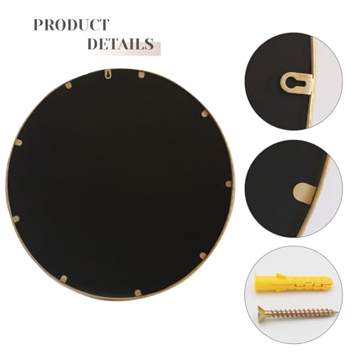 Gluck Plants Gold Round Mirror - 24" Rustic Beaded Farmhouse Decorative Accent Mirror for Bathroom, Living Room, Bedroom, Fireplace, Hallway