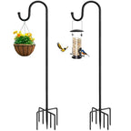ANIDEER 84" Shepherds Hooks for Outdoor, Heavy Duty Garden Bird Feeder Pole Hanging Bird Feeder, Solar Light Lanterns, Outdoor Plant Hanger Hook with 7 Base Prongs, 2 Packs - size: 84 Inch, style: 2 Pack