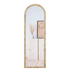 Arched Full Length Mirror, 63''x20'' Floor Mirror, Rattan Frame Full Body Mirror for Home Bedroom Checkroom Livingroom Boho Decor (Natural Rattan)
