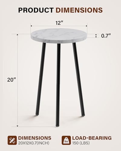 Plant Stand Indoor 2 Pack: Corner Wood 20 Inch Plant Stand Mid Century Modern Decor - Small Round Plant Table for Indoor Plants - Plant Holder for Patio Living Room Bathroom Office (White Marble) - color: White Marble, size: 20"&20"