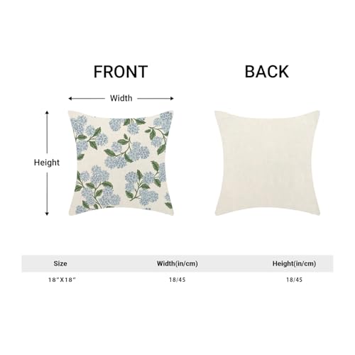 AEIOAE Spring Pillow Covers 16x16 Inch Set of 2, Green Blue Hydrangea Flower Throw Pillows Case,Floral Summer Outdoor Seasonal Decorative Farmhouse Decor Cushion Covers for Home Sofa Bed Couch - color: Hydrangea, size: 16" x 16" (Pack of 2)