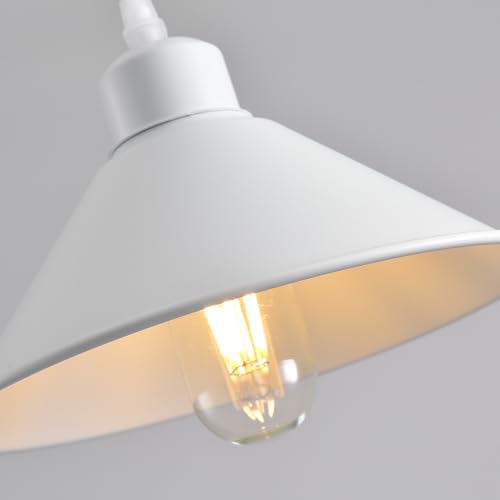 8.2IN Plug in Pendant Light, 2 Pack Industrial Hanging Lamp White Vintage Pendant Lighting Fixtures with 15ft Cord On/Off Switch for Kitchen Island Dinning - color: White Plug in Pendant Light 8.2IN