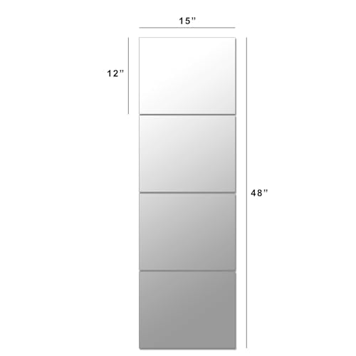 Ruomeng Full Length Wall Mirror Tiles, Gym Mirrors 12" x 15" x 4Pcs Square Wall Mounted Mirror, Frameless Mirror Tiles for Home Gym, Bedroom, Door - size: 15"x12"-4pcs