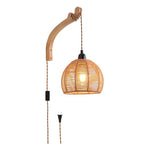 Plug in Wall Sconce,Farmhouse Wicker Wall Lamp Plug in,Hand Woven Rattan Wall Light Farmhouse Rustic Boho Sconces Wall Lighting for Living Room Bedroom - color: 7.87IN Rattan, size: 1 PACK