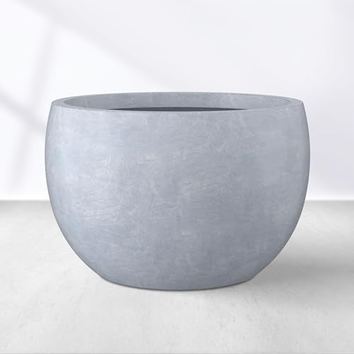 Kante 11.8" Dia Round Concrete Planter, Outdoor/Indoor Large Bowl Plant Pots with Drainage Hole and Rubber Plug for Garden Patio Balcony Home, Gray - color: Gray, size: 11.8" d