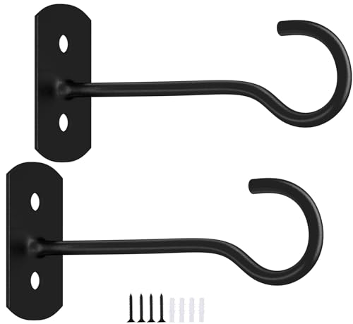 6in Hanging Plant Hooks 2Pack Ceiling Hooks for Plants, Indoor & Outdoor Decoration, Black - color: Black, size: 6In 2Pack