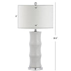 JONATHAN Y 26.5" White Ceramic Table Lamp for Living Room, Bedroom Nightstand, White Linen Drum Shade, Bamboo Design Modern Bedside Desk Lamp with LED Bulb Included (JYL3015C) - color: White