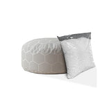 HomeRoots 24" Gray Cotton Round Geometric Pouf Cover