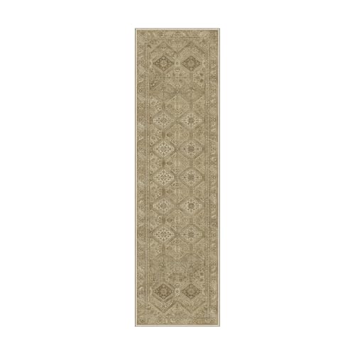 Bavni 2x5 Runner Rugs for Hallways Kitchen, Washable Rug Vintage Print Carpet, Low Pile Lightweight Mat with Non Slip Backing, Light Brown - color: Area Brown, size: 2' x 5' (Rectangular)