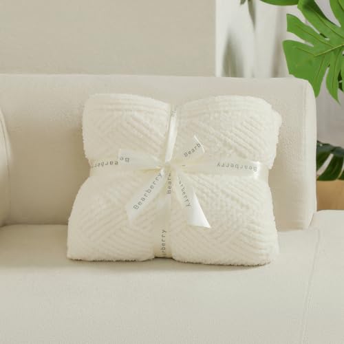 bearberry Super Soft & Fuzzy Minky Throw Blanket Lightweight All-Season - Diamond Stitch Plush Fleece for Couch, Bed, Sofa | Machine Washable Cozy Gift for Women, Men, Home(Cream, 50”x60”) - color: Argyle Knit Cream, size: Throw(50″x60″)