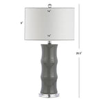 JONATHAN Y 26.5" Gray Ceramic Table Lamp for Living Room, Bedroom Nightstand, White Linen Drum Shade, Bamboo Design Modern Bedside Desk Lamp with LED Bulb Included (JYL3015B) - color: Gray