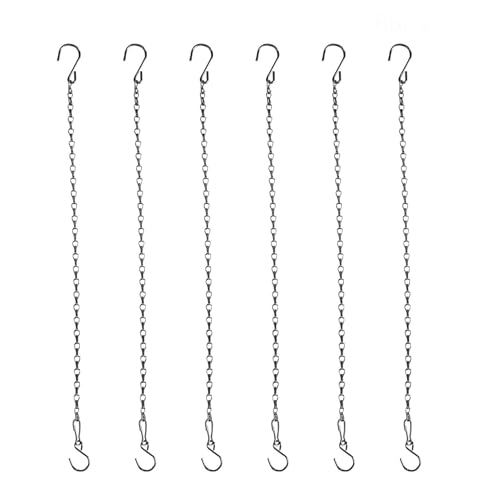 Chain for Hanging Plants,21 Inch Silver Hanging Chain, Small Hanging Basket Chain Kits with Hooks for Bird Feeder Hanging Basket Extender Porch Wind Chime (Silver, 21 Inch-6PCS) - color: Silver, size: 21 Inch-6PCS