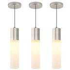 Modern Pendant Lights Kitchen Island 3 Pack LED Pendant Lighting Brushed Nickel with Milky White Lampshade Adjustable Hanging Ceiling Light for Dining Room Bath Entryway, 3000K-6000K - color: Brushed Nickel, size: 1-Light 3-Pack