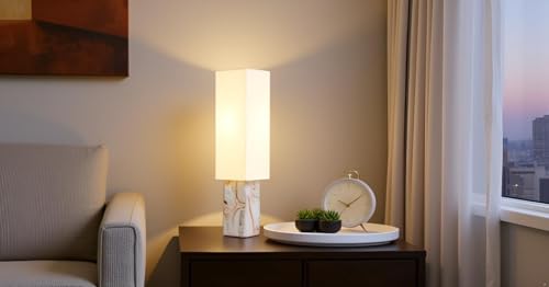 Cruiser’s Caché 18" Contemporary Contemporary Agate Table Lamp, Natural Color with Handloomed Fabric Lampshade - style: Contemporary Agate