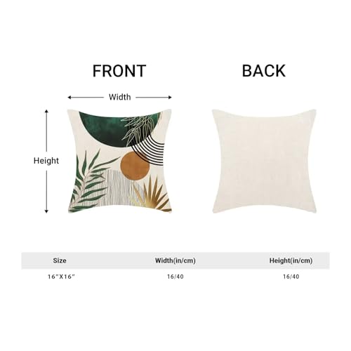 Boho Mid Century Pillow Covers 16x16 Set of 2, Boho Leaves Abstract Throw Pillowcase Geometric Aesthetic Sunset Outdoor Farmhouse Cushion Cover for Sofa Couch Bed Living Room Decor - color: Boho17, size: 16" x 16" (Pack of 2)