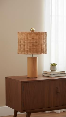 Aspen Creative 31604, Drum Spider Lamp Shade, Natural Rattan, 12" Top x 12" Bottom x 9" Height - color: Rattan