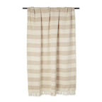 DII Rustic Farmhouse Cotton Cabana Striped Blanket Throw with Fringe, 50 x 60 - Cabana Striped Stone - color: Stone