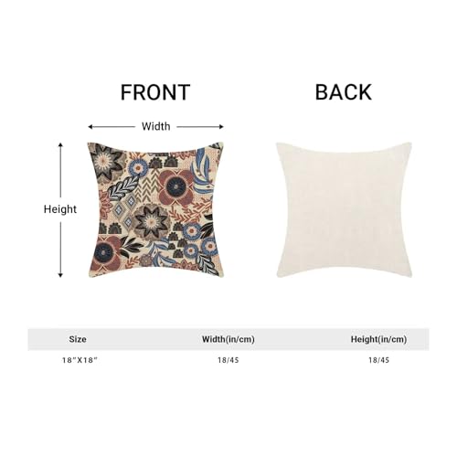 Boho Brown Blue Pillow Covers 18x18 Set of 2, Abstract Mid Century Neutral Outdoor Decorative Botanical Tropical Leaves Throw Pillows Retro Flower Couch Cushion Case for Chair Sofa Bedroom - color: Vc8, size: 18" x 18" (Pack of 2)