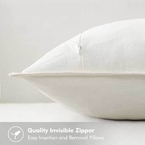 MIULEE Cream Linen Pillow Covers Pack of 4 Decorative Natural Solid Throw Pillow Covers Soft Accent Boho Farmhouse Couch Pillowcases Modern Spring Home Decors for Living Room Bed Sofa 18x18 Inch